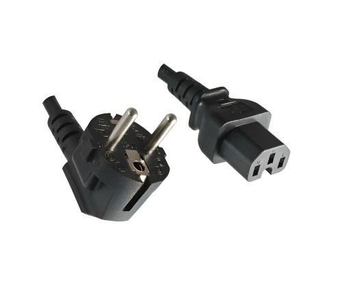 DINIC Netzkabel Schuko auf Warmgerätestecker, Stromkabel C15, schwarz, 5m